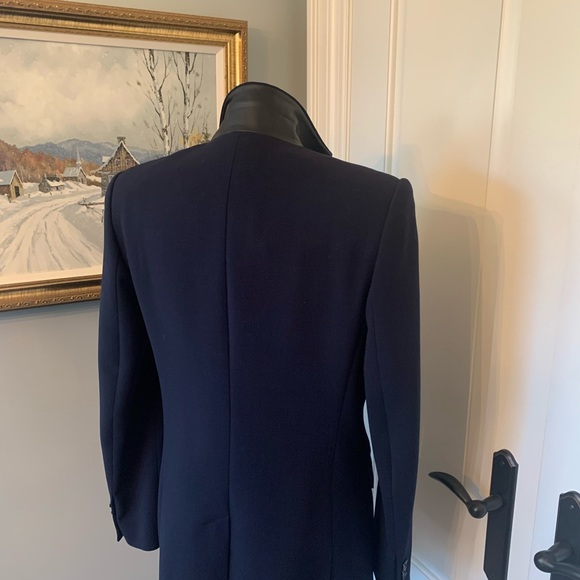 COPY - $495 Ralph Lauren black label navy blazer w/ leather trim size 8 - Picture 4 of 7